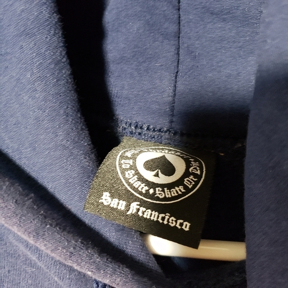 THRASHER‎ MAGAZINE x VINTAGE flame logo navy pull over hoodie size Small - Picture 3 of 10